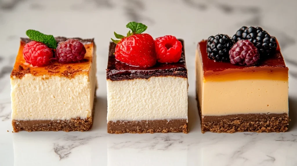 What are the three types of cheesecake?