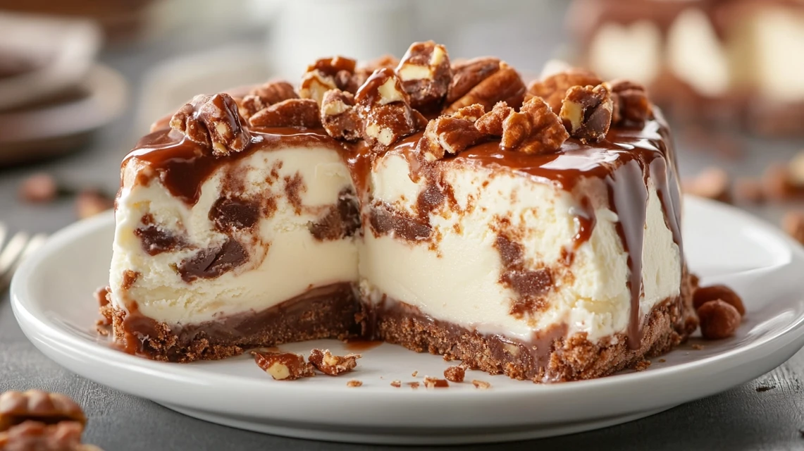 What is in turtle cheesecake ice cream?